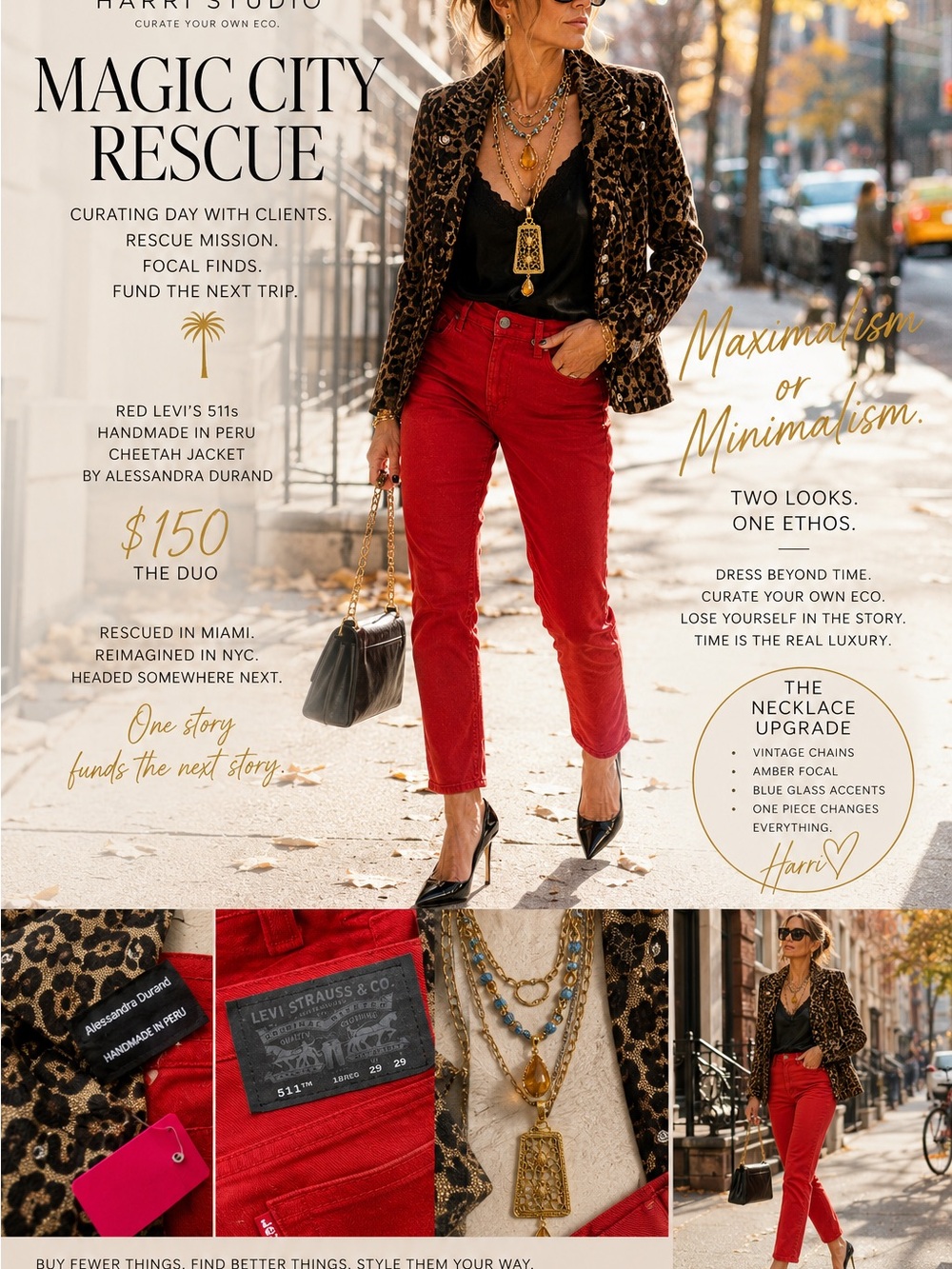 VibtagLevi's 511 High-Rise Slim Jeans in RED and cheetah 🐆 fitted vintage jacket